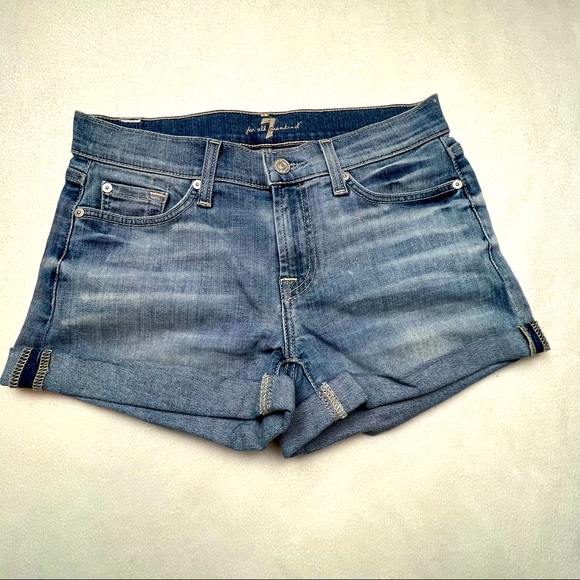 7 For All Mankind Pants - 7 For All Mankind Rolled Cuff Denim Shorts Size 25